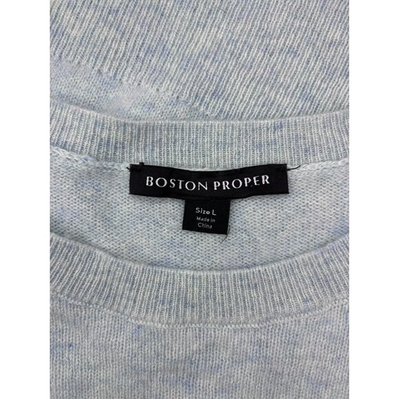 Boston Proper women's large powder blue cashmere long sleeve crew neck sweater - Picture 7 of 9